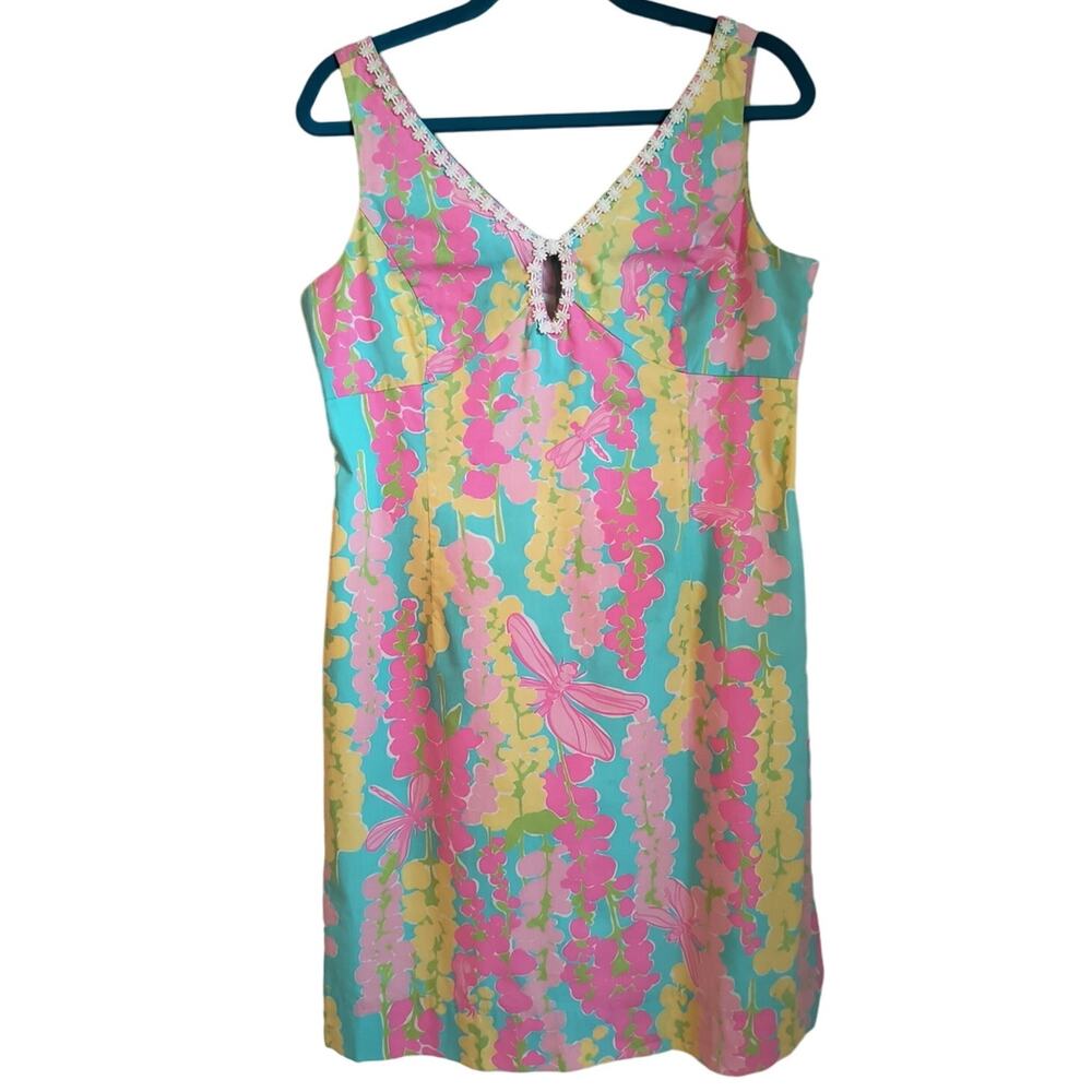 Lilly Pulitzer Snappy Dragonfly Dress Women's Sz 10 Multicolor Sleeveless Lined